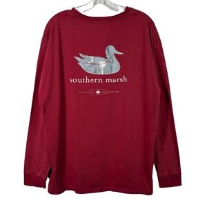Southern Marsh Maroon Red Duck Logo Double Sided Graphic T-Shirt Mens XL SC Flag